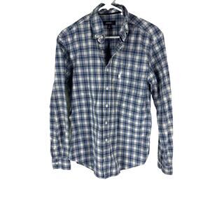 Johnnie O Men's Cotton L/S Button Shirt Blue Check Plaid Size Small